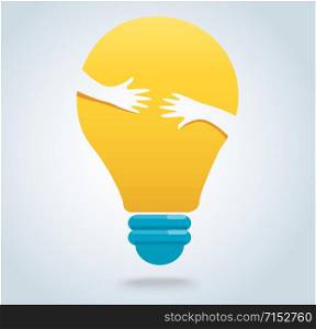 hand in light bulb icon vector, creative and idea concept
