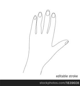 Hand in Linear Style. Vector Sketchy Waving Concept. Outline Simple Artwork with Editable Stroke.. Hand in Linear Style. Sketchy Waving Concept. Outline Simple Artwork with Editable Stroke. Vector Illustration.