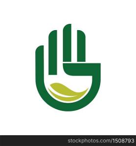 Hand Keep Go Green Leaf Ecology Save the World Logo