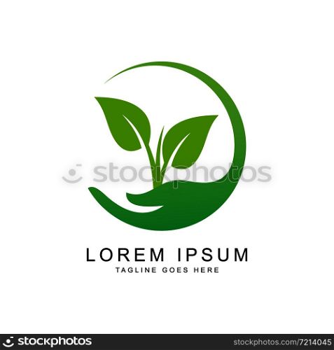 Hand leaf Template vector icon Business