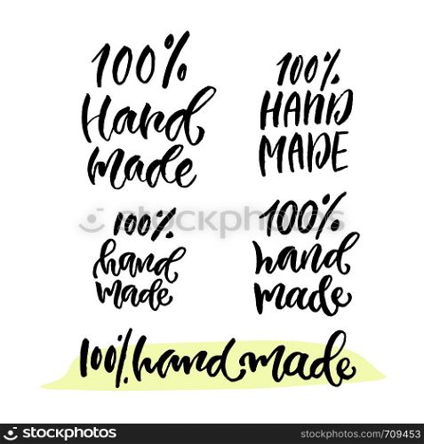 Hand lettering calligraphy. Label for hand made. Vector illustration. Hand lettering calligraphy. Label for hand made. Vector illustration.