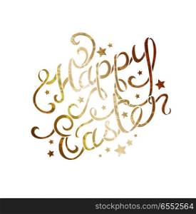 Hand lettering Easter Greetings in vector. Isolated on white background.