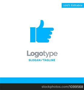 Hand, Like, Vote, Love Blue Solid Logo Template. Place for Tagline