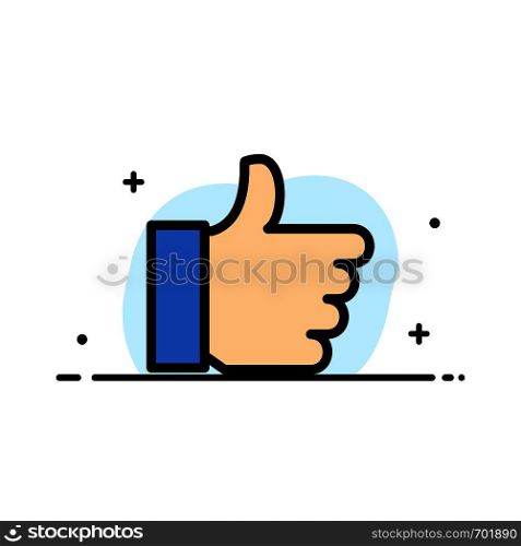 Hand, Like, Vote, Love Business Flat Line Filled Icon Vector Banner Template