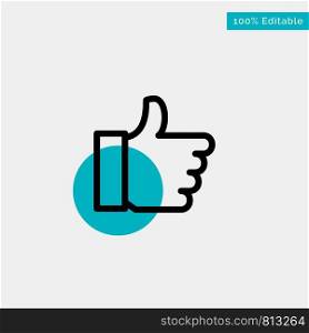 Hand, Like, Vote, Love turquoise highlight circle point Vector icon