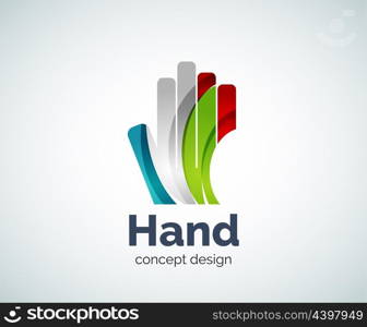 Hand logo template, abstract geometric glossy business icon