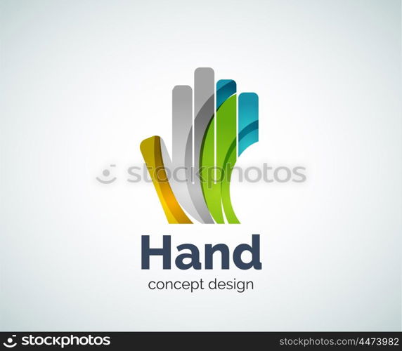 Hand logo template, abstract geometric glossy business icon