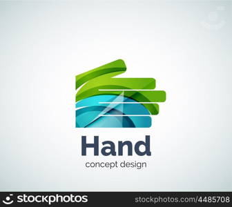 Hand logo template, abstract geometric glossy business icon