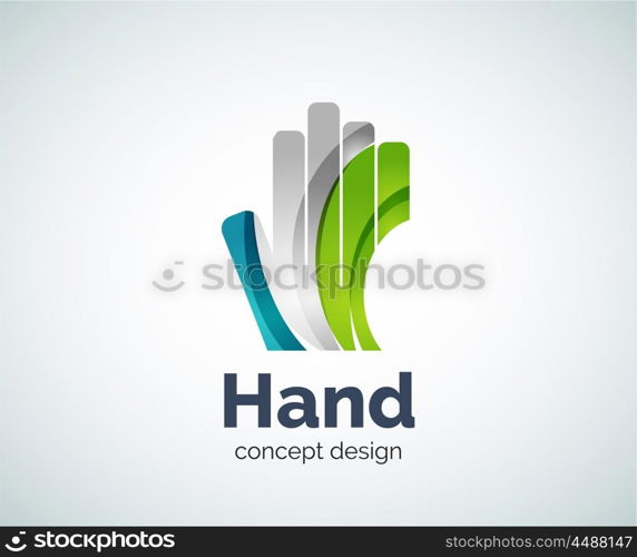 Hand logo template, abstract geometric glossy business icon