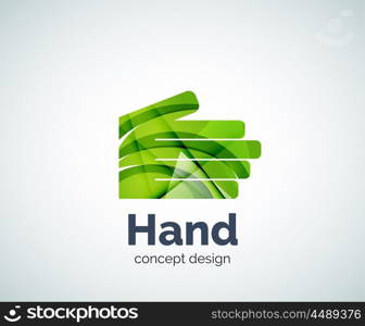 Hand logo template, abstract geometric glossy business icon