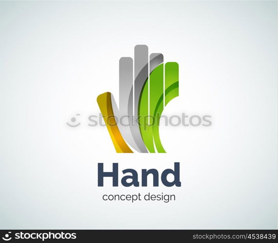 Hand logo template, abstract geometric glossy business icon