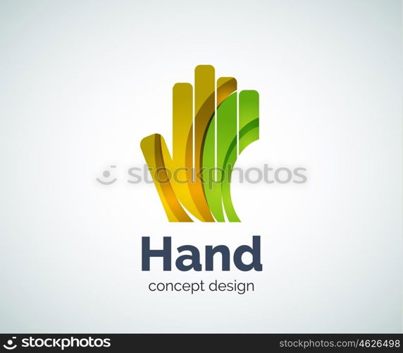 Hand logo template, abstract geometric glossy business icon