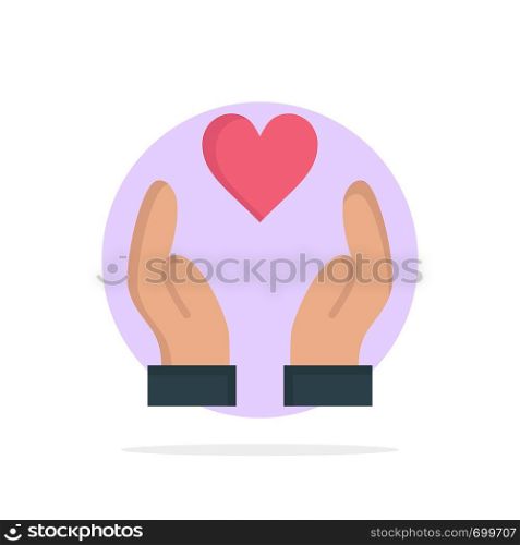 Hand, Love, Charity Abstract Circle Background Flat color Icon