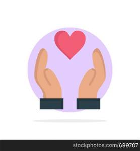 Hand, Love, Charity Abstract Circle Background Flat color Icon