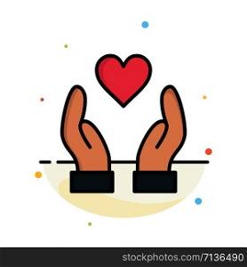 Hand, Love, Charity Abstract Flat Color Icon Template