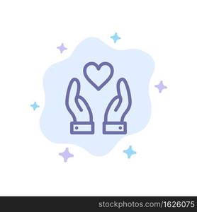 Hand, Love, Charity Blue Icon on Abstract Cloud Background