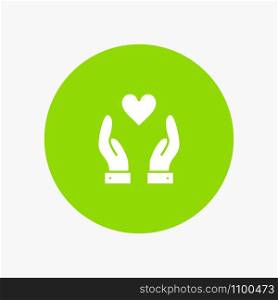 Hand, Love, Charity white glyph icon