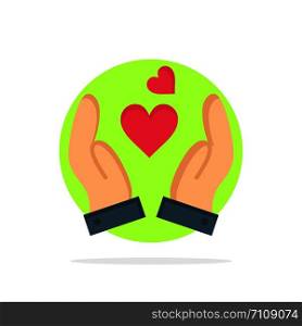 Hand, Love, Heart, Wedding Abstract Circle Background Flat color Icon
