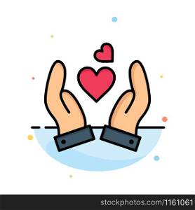 Hand, Love, Heart, Wedding Abstract Flat Color Icon Template