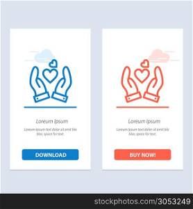 Hand, Love, Heart, Wedding Blue and Red Download and Buy Now web Widget Card Template