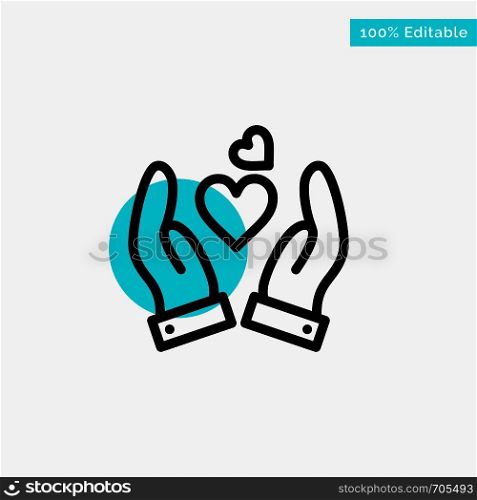 Hand, Love, Heart, Wedding turquoise highlight circle point Vector icon