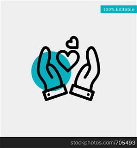 Hand, Love, Heart, Wedding turquoise highlight circle point Vector icon