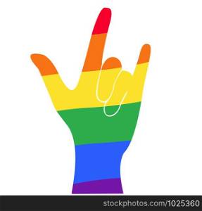 hand love sign rainbow flag LGBT symbol vector EPS10