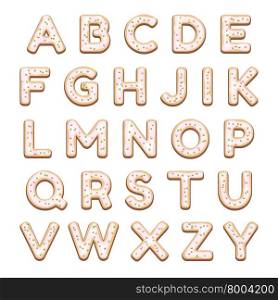 Hand made cookies alphabet. Isolated on whte.