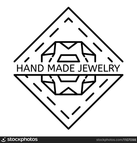 Hand made jewelry logo. Outline hand made jewelry vector logo for web design isolated on white background. Hand made jewelry logo, outline style