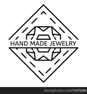 Hand made jewelry logo. Outline hand made jewelry vector logo for web design isolated on white background. Hand made jewelry logo, outline style
