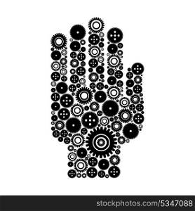 Hand made of a gear wheel. A vector illustration