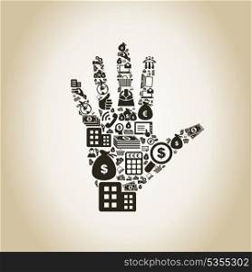 Hand made of business. A vector illustration