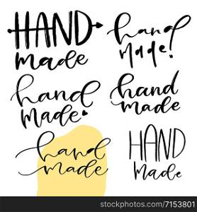 Hand made text collection. Logo for your shop. Pack of handmade labels design. Hand made text collection. Logo for your shop. Pack of handmade labels design.