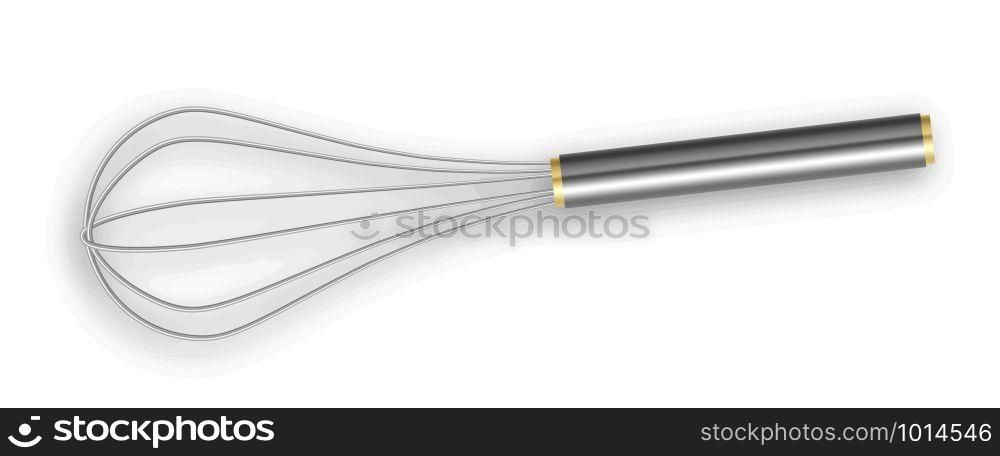 Hand Manual Mixer Kitchenware Accessory Vector. Whisk Metallic Manual Mix Kitchen Tool Appliance. Steel Material Preparation Equipment Egg Beater Blend Template Realistic 3d Illustration. Hand Manual Mixer Kitchenware Accessory Vector