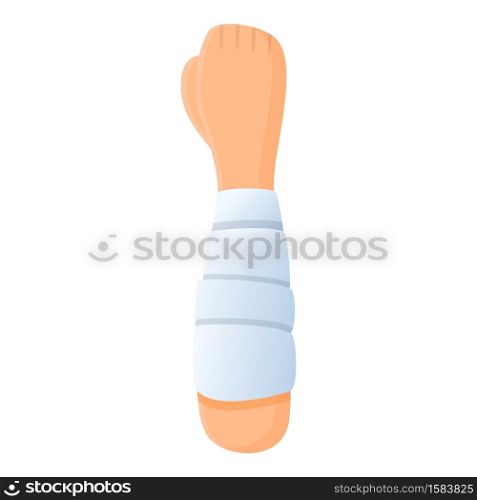 Hand medical bandage icon. Cartoon of hand medical bandage vector icon for web design isolated on white background. Hand medical bandage icon, cartoon style