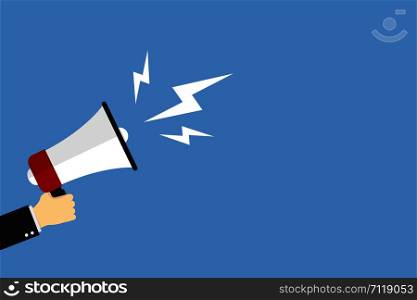 Hand megaphone great design for any purposes. Loud speaker vector icon illustration sign. Hand holding megaphone icon. Information design. EPS 10. Hand megaphone great design for any purposes. Loud speaker vector icon illustration sign. Hand holding megaphone icon. Information design.