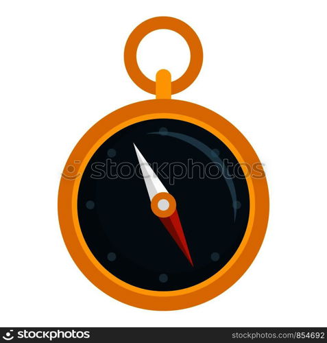 Hand metal compass icon. Flat illustration of hand metal compass vector icon for web design. Hand metal compass icon, flat style