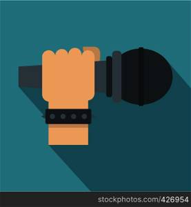 Hand microphone icon. Flat illustration of hand microphone vector icon for web. Hand microphone icon, flat style