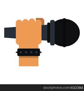 Hand microphone icon flat isolated on white background vector illustration. Hand microphone icon isolated