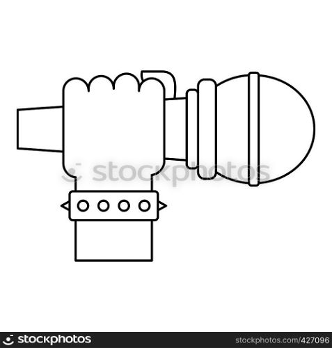 Hand microphone icon. Outline illustration of hand microphone vector icon for web. Hand microphone icon, outline style