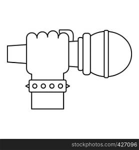 Hand microphone icon. Outline illustration of hand microphone vector icon for web. Hand microphone icon, outline style