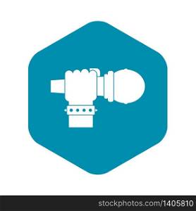 Hand microphone icon. Simple illustration of hand microphone vector icon for web. Hand microphone icon, simple style