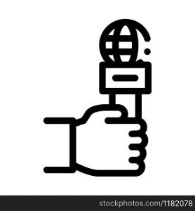 Hand Microphone Icon Vector. Outline Hand Microphone Sign. Isolated Contour Symbol Illustration. Hand Microphone Icon Vector Outline Illustration