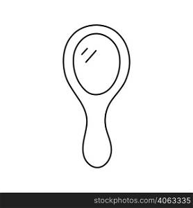Hand mirror. Hairdressing equipment line sketch. Professional hair dresser tool. Hand drawn doodle icon. Vector illustration. Barber symbol.. Hand mirror. Hairdressing equipment line sketch. Professional hair dresser tool. Hand drawn doodle icon. Vector illustration. Barber symbol