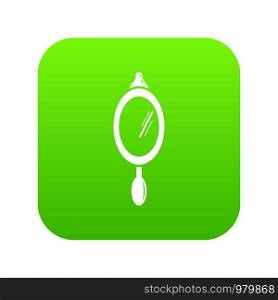 Hand mirror icon green vector isolated on white background. Hand mirror icon green vector