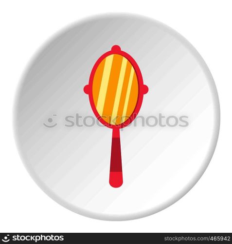Hand mirror icon in flat circle isolated on white vector illustration for web. Hand mirror icon circle