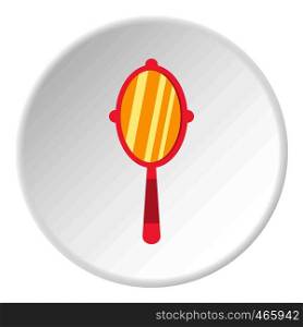 Hand mirror icon in flat circle isolated on white vector illustration for web. Hand mirror icon circle