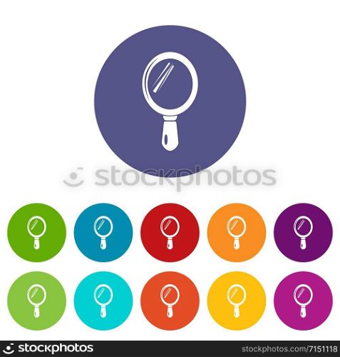 Hand mirror icons color set vector for any web design on white background. Hand mirror icons set vector color