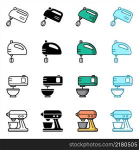 hand mixer icon set vector design template in white background