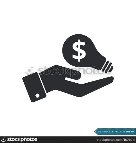 Hand Money Dollar Bulb Icon Vector Template Flat Design